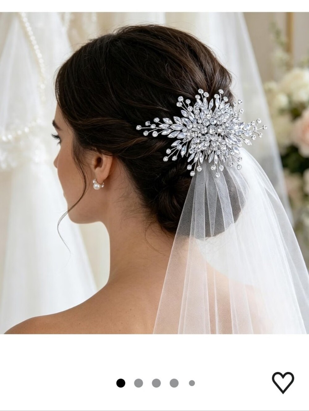 Silver Rhinestone Bridal Hair Comb - Wedding Headpiece